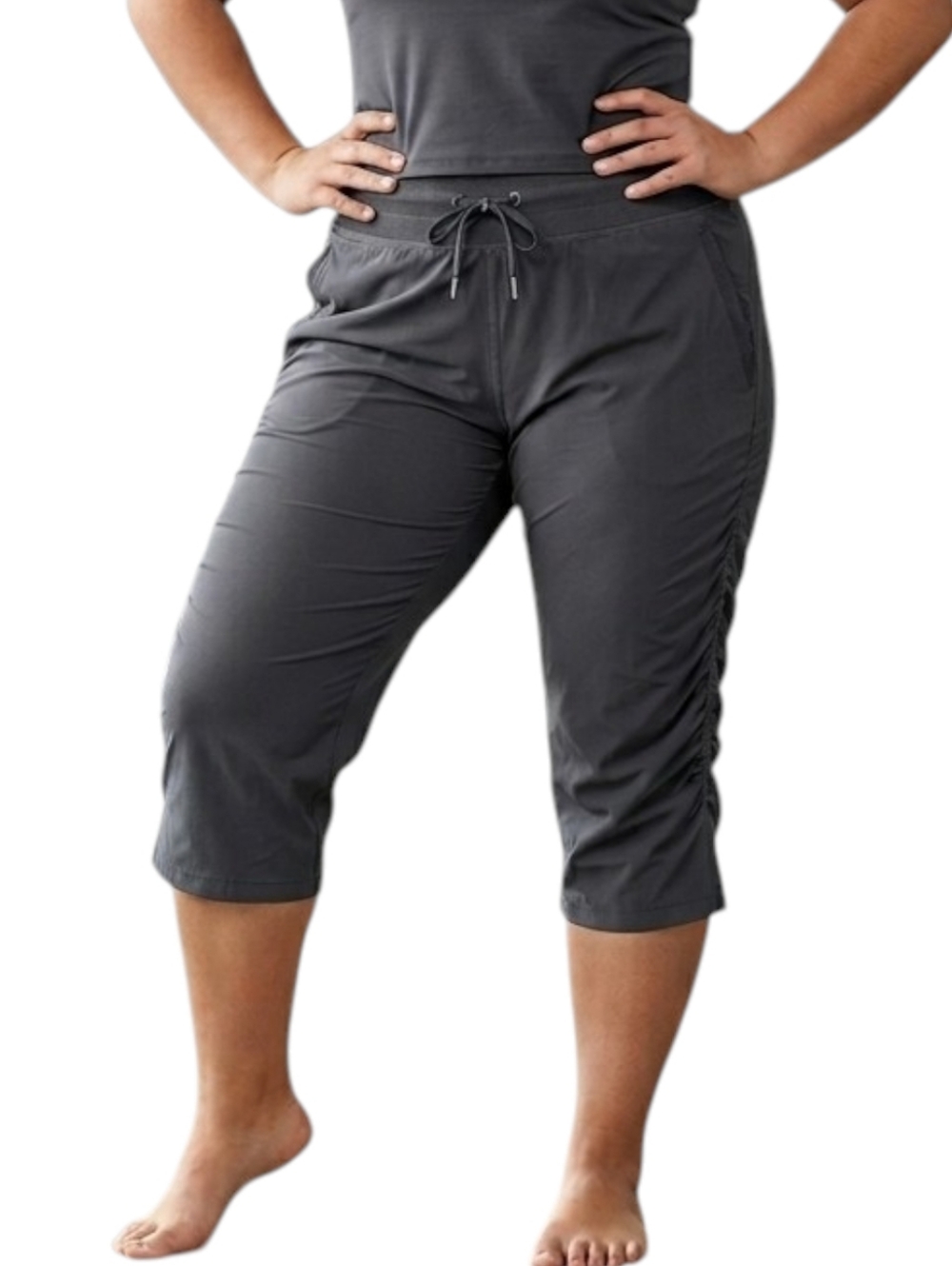 Kyodan Excursion Crop Elastic Waist Women XL Pull On Stretch High Rise Soft Grey